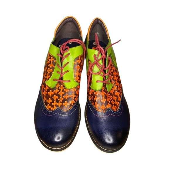 Socofy Colorful Fun Oxfords with Block Heel - New - Picture 2 of 8